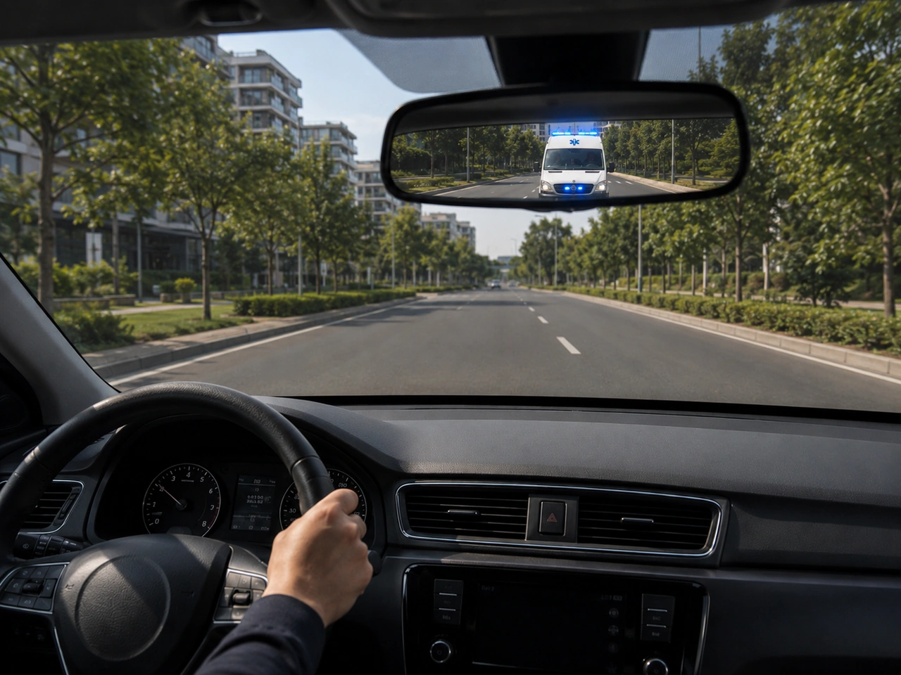 What should you do if an emergency vehicle approaches with lights or siren on?