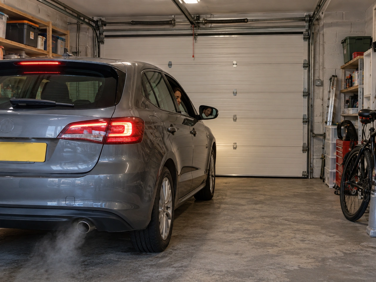 Why should you never leave a petrol or diesel engine running in an enclosed space?