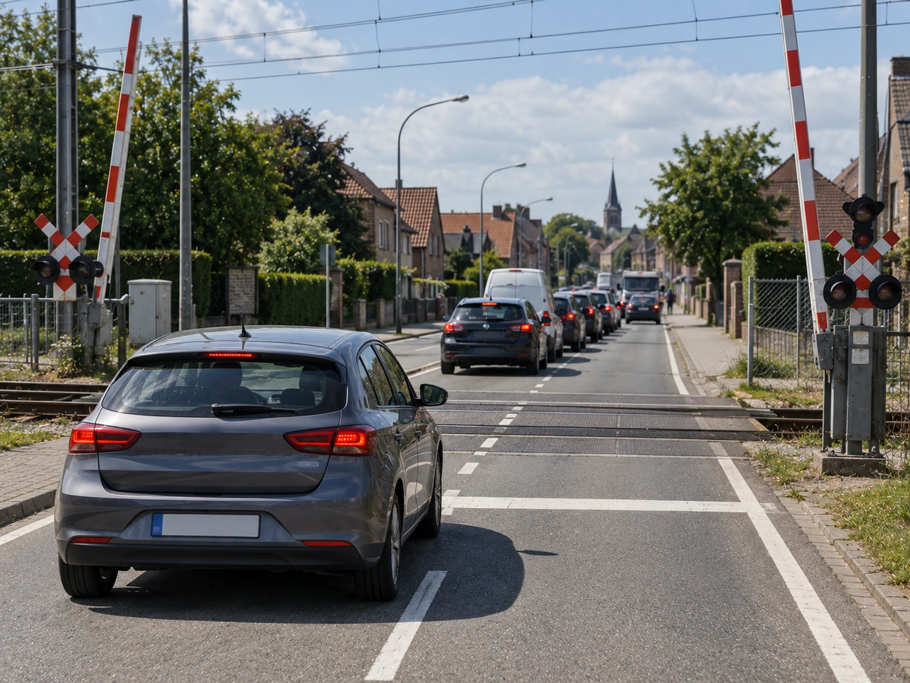 Demiryolu geçidinin ötesindeki trafik tıkalıysa geçide girebilir misiniz?