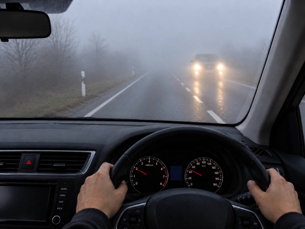 Why can fog make it difficult to judge the speed of other vehicles?