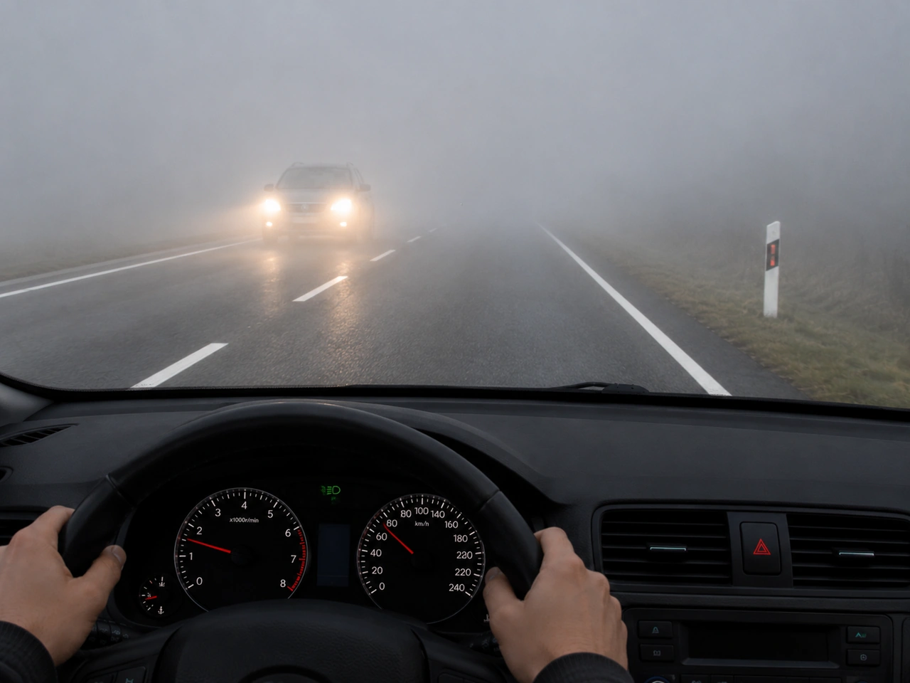 Why can fog make it difficult to judge the speed of other vehicles?