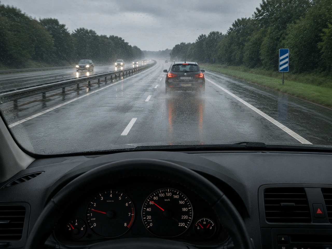 Why should you increase your following distance on wet roads?