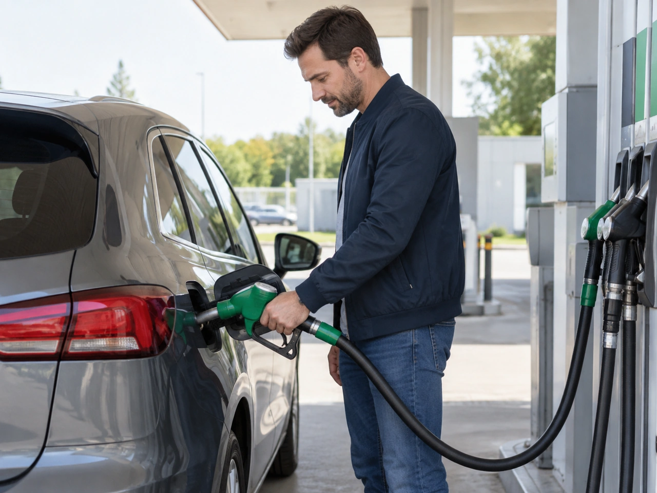 What should you normally do when the fuel nozzle automatically clicks off?