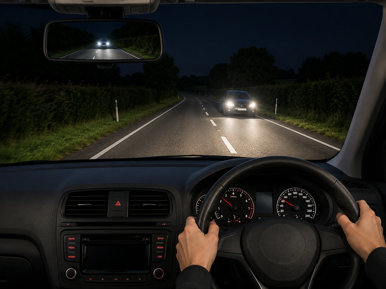 What should you do if your main beam could dazzle another driver?