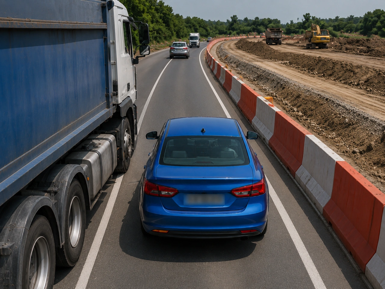 What should you expect when lanes become narrower in roadworks?