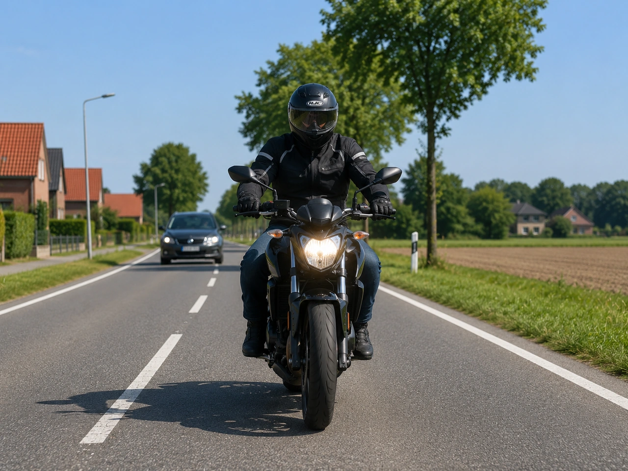 Que luzes deve normalmente usar um motociclista durante o dia na Bélgica?