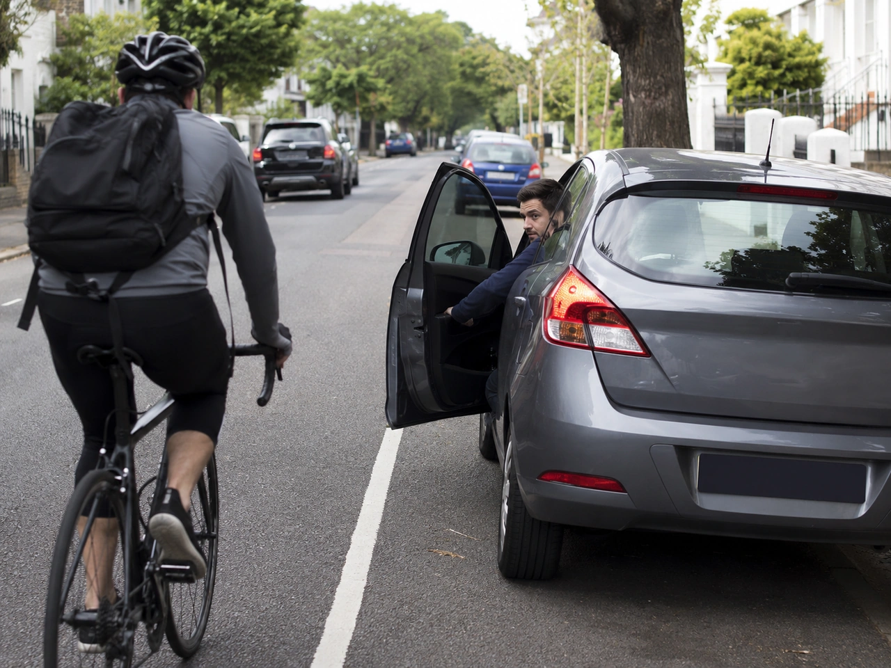 You do not need to look for cyclists when opening your car door.