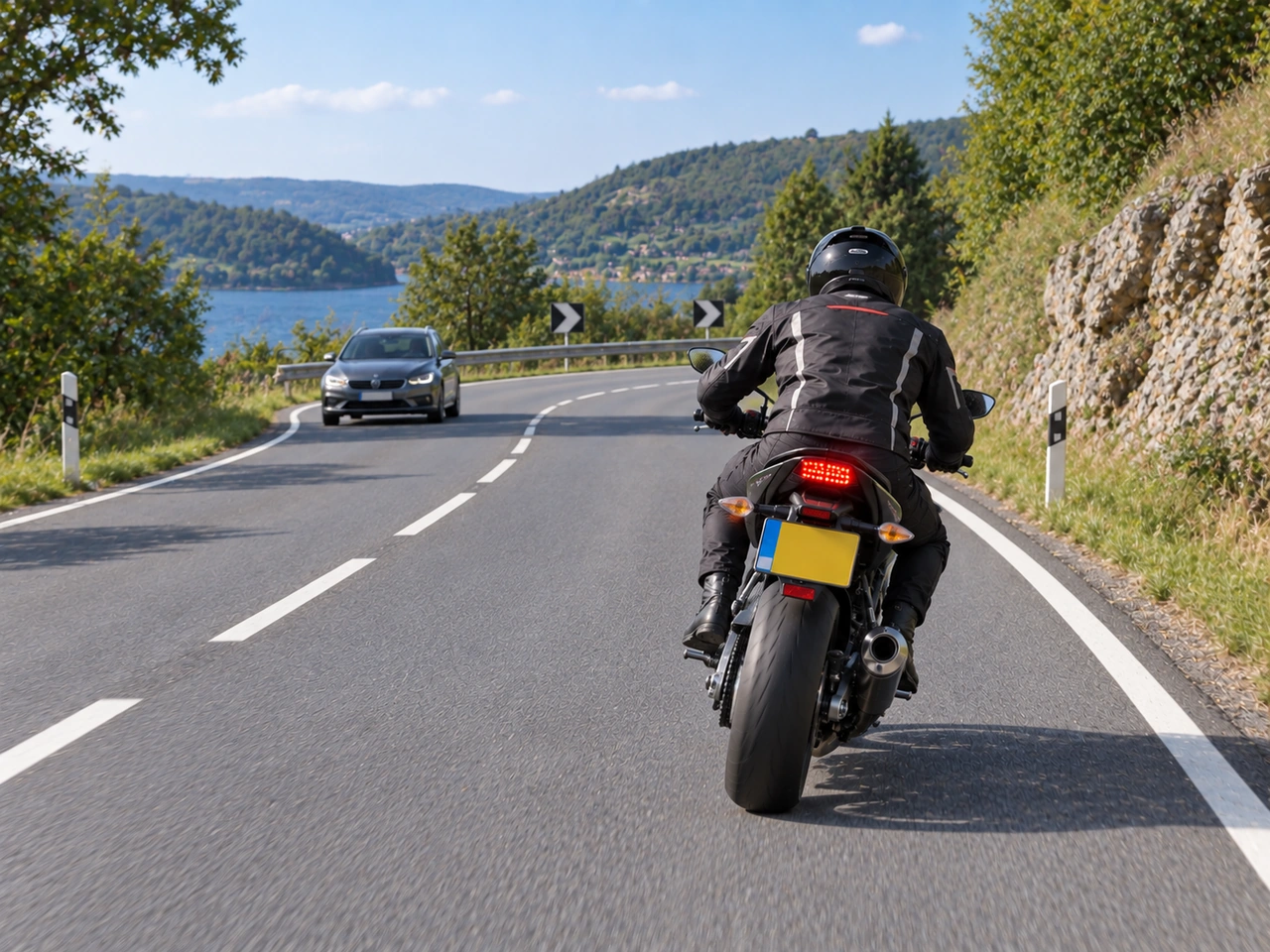 What should a motorcyclist do before entering a bend?