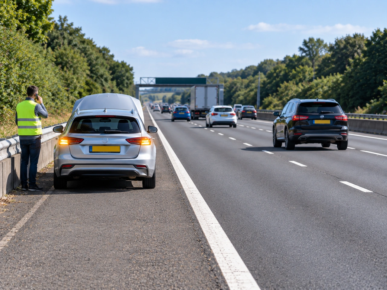 What is the main purpose of a motorway emergency lane or hard shoulder?