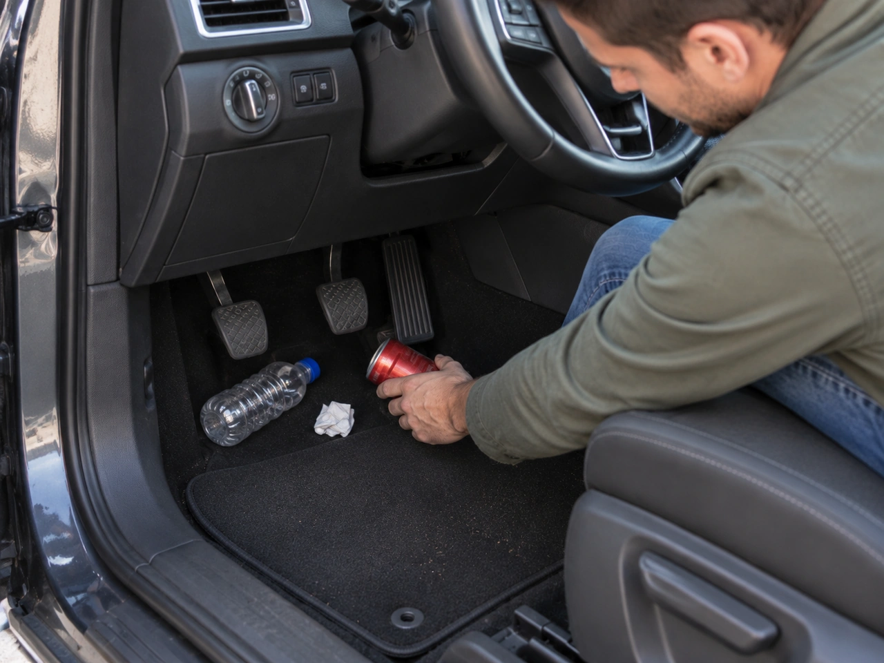 Why should you keep the driver's footwell free of loose objects?