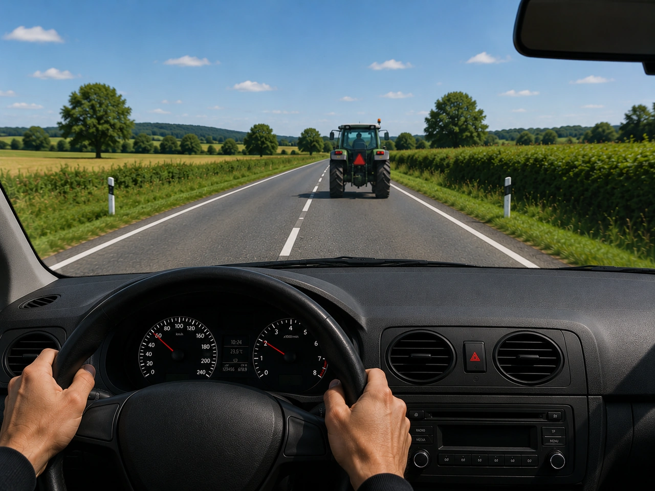 What should you do before overtaking a slow-moving vehicle?