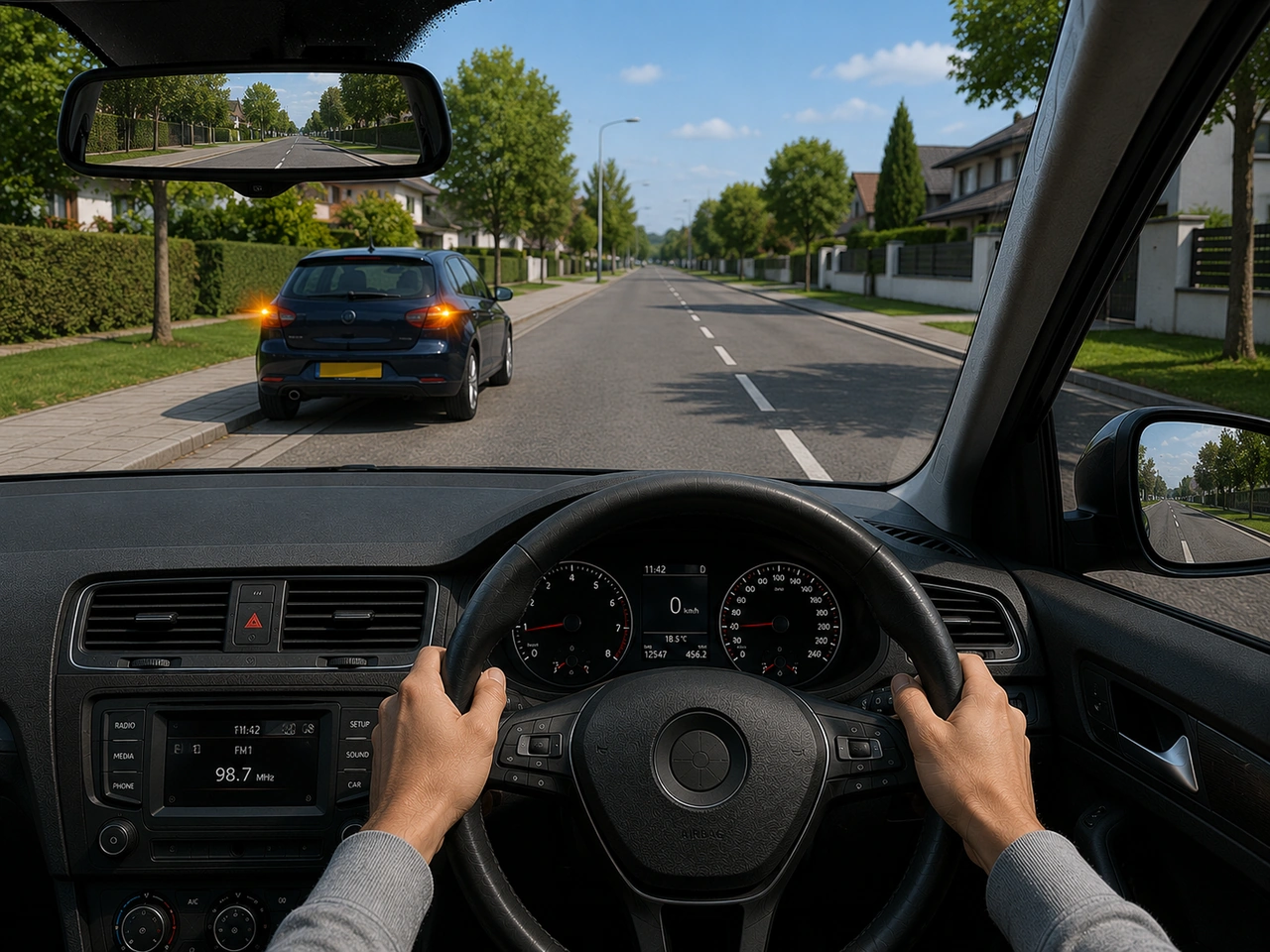 You may park anywhere as long as you leave your hazard lights on.