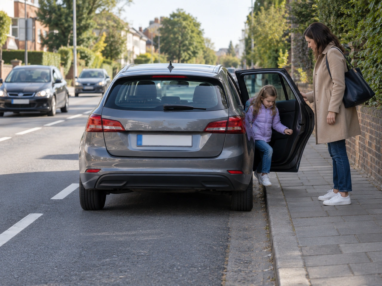 Where should passengers get in or out of a vehicle when possible?