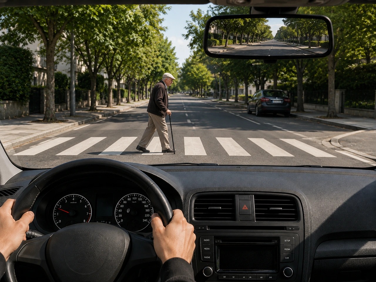 What should you do if a pedestrian is crossing slowly?