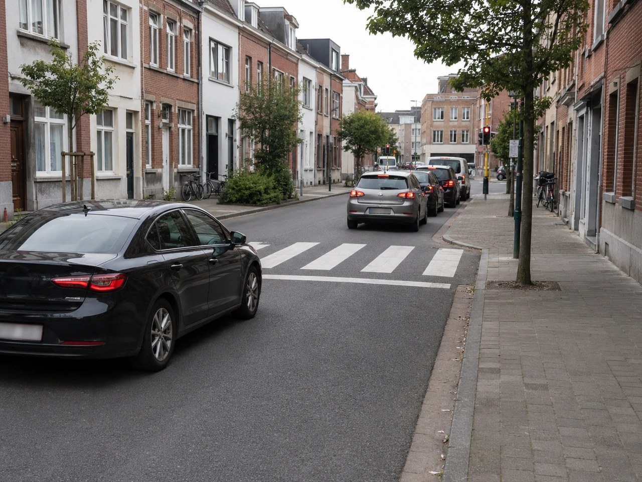 May you enter a pedestrian crossing when traffic ahead is blocked?