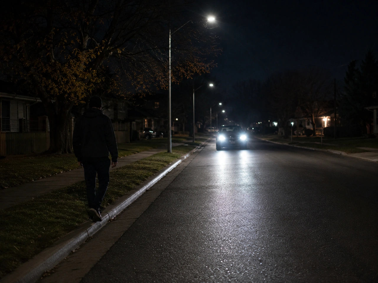 Why should you avoid wearing dark clothing at night?