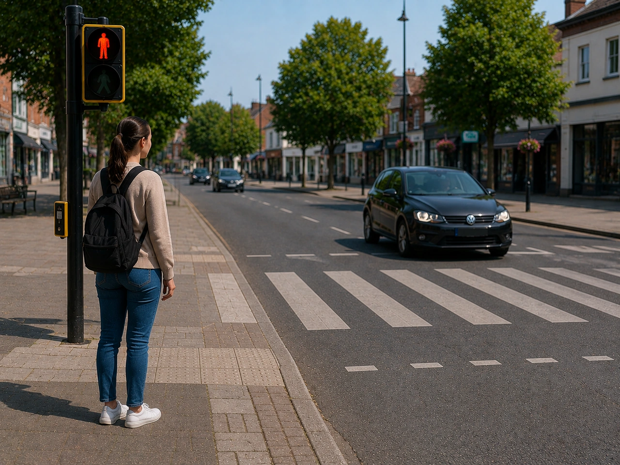 What should you do if the pedestrian light is red?