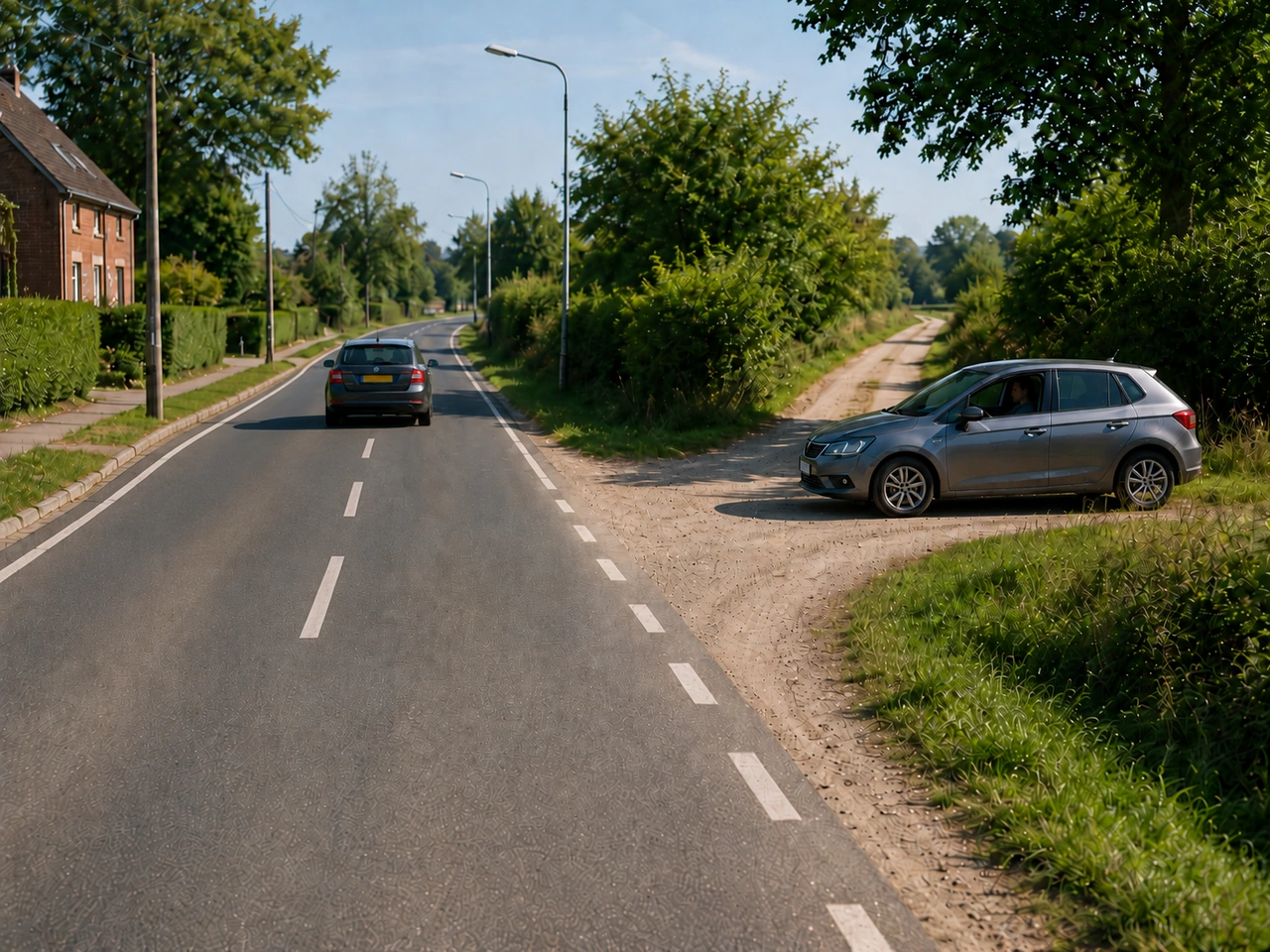 Who has priority when a driver enters a paved road from a dirt road or path?