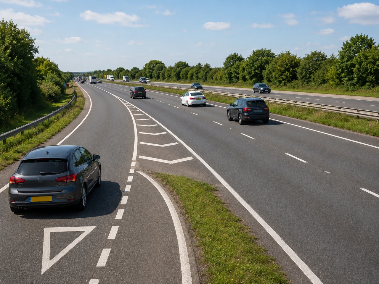 Who normally has priority when you enter a motorway from an entry lane?