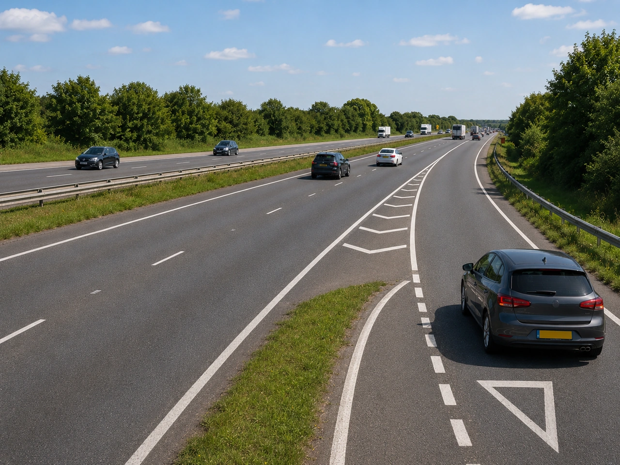 Who normally has priority when you enter a motorway from an entry lane?