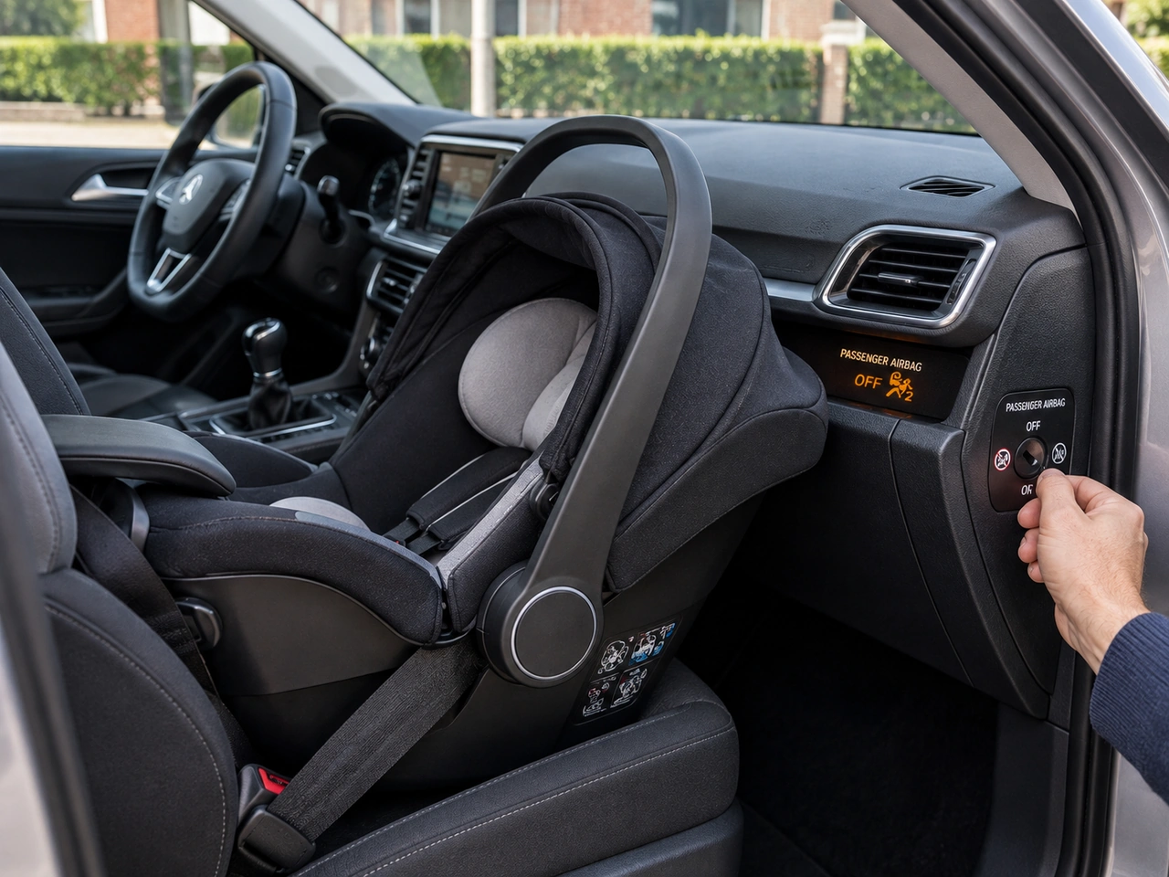 What must you do before using a rear-facing child seat in front of an airbag?