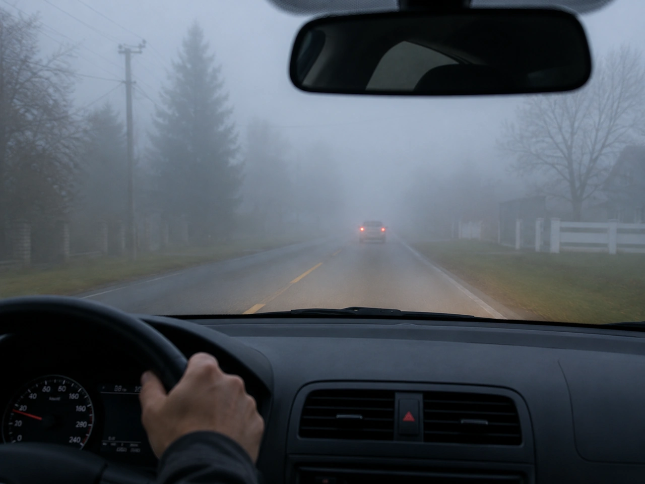 What should you do if visibility is reduced by fog?
