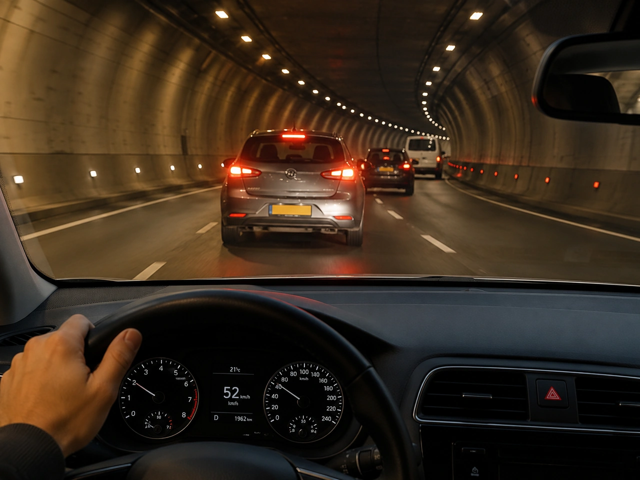 Why should you leave a safe following distance inside a tunnel?