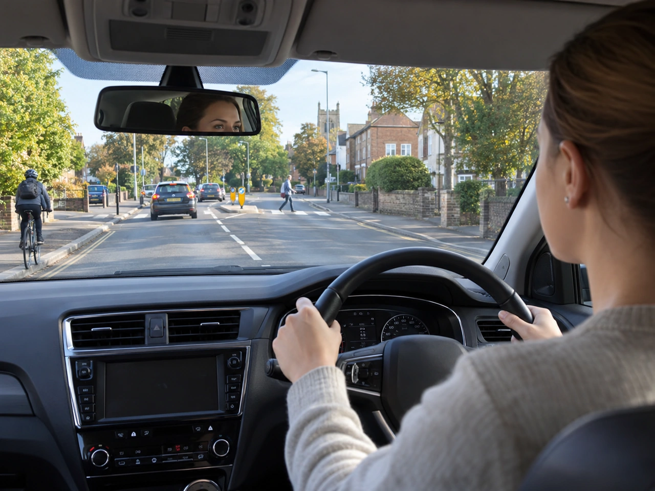 Why should you look well ahead while driving?
