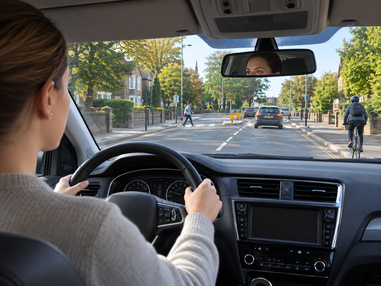 Why should you look well ahead while driving?