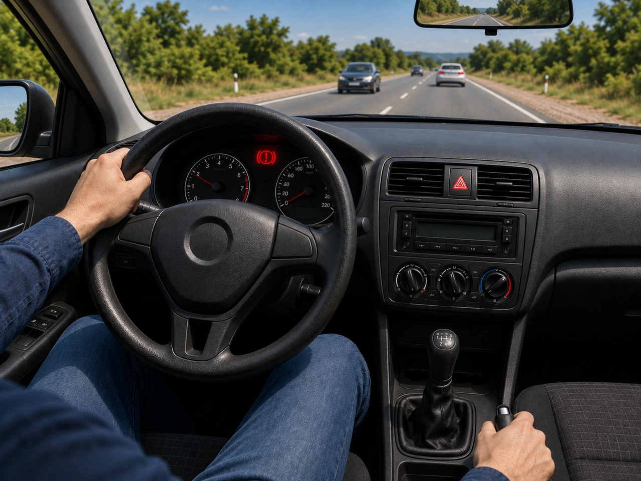 What should you do if the service brakes fail while driving?