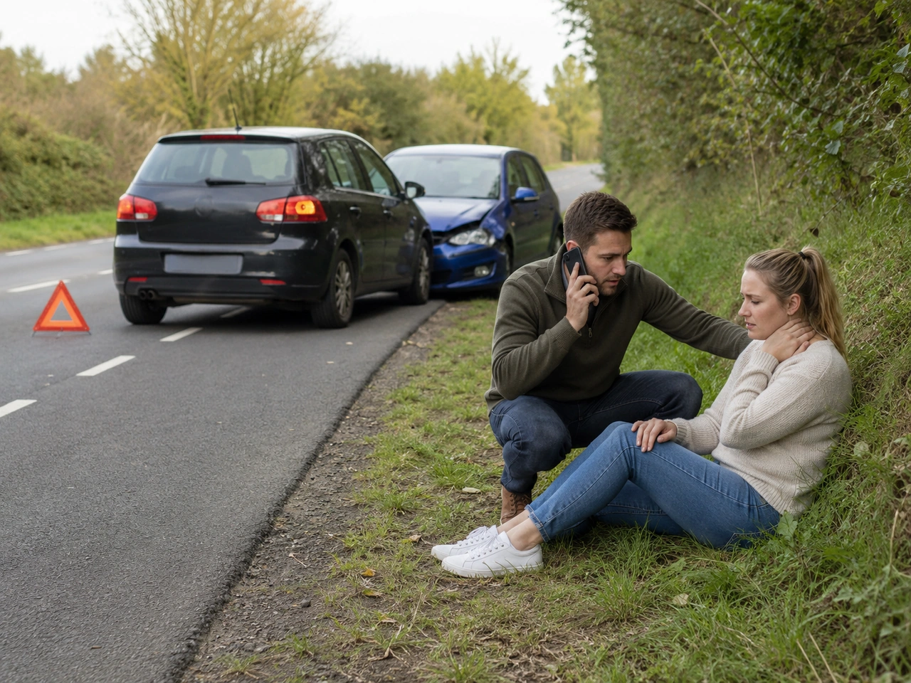 What should you do if someone is injured in a road collision?