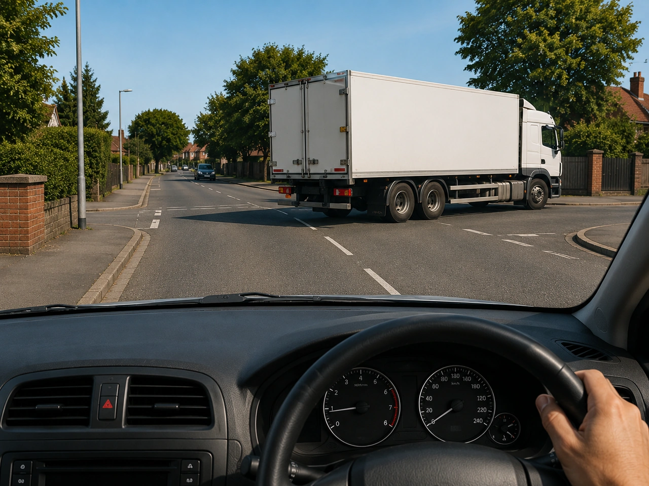 Why should you leave space beside large vehicles when they turn?