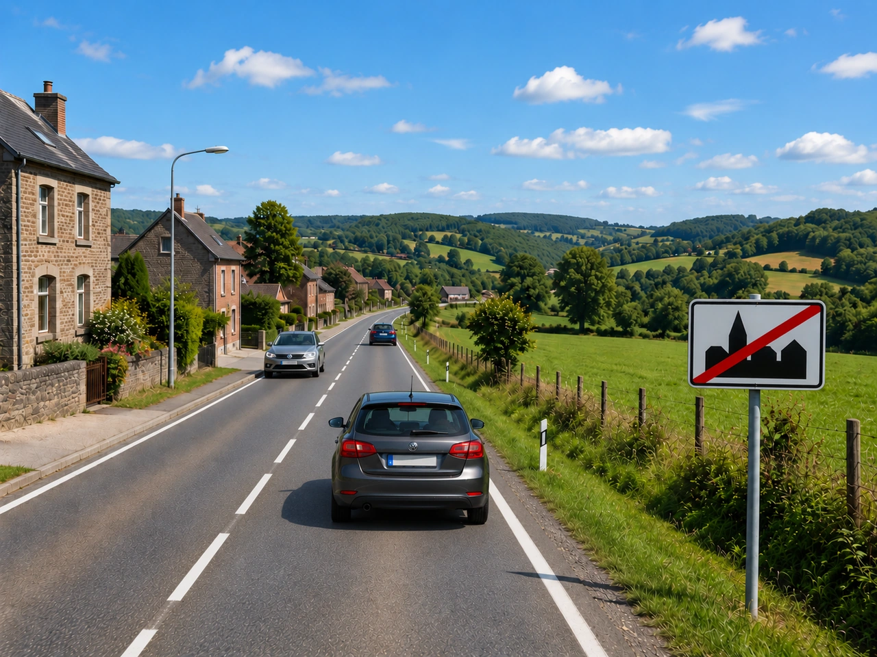 What is the general speed limit on an ordinary road outside built-up areas in Wallonia?
