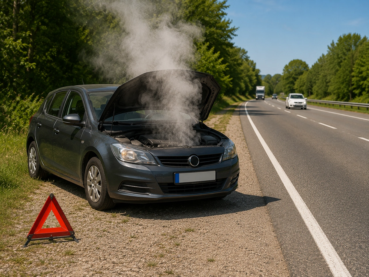 What should you do if steam begins coming from underneath the bonnet?