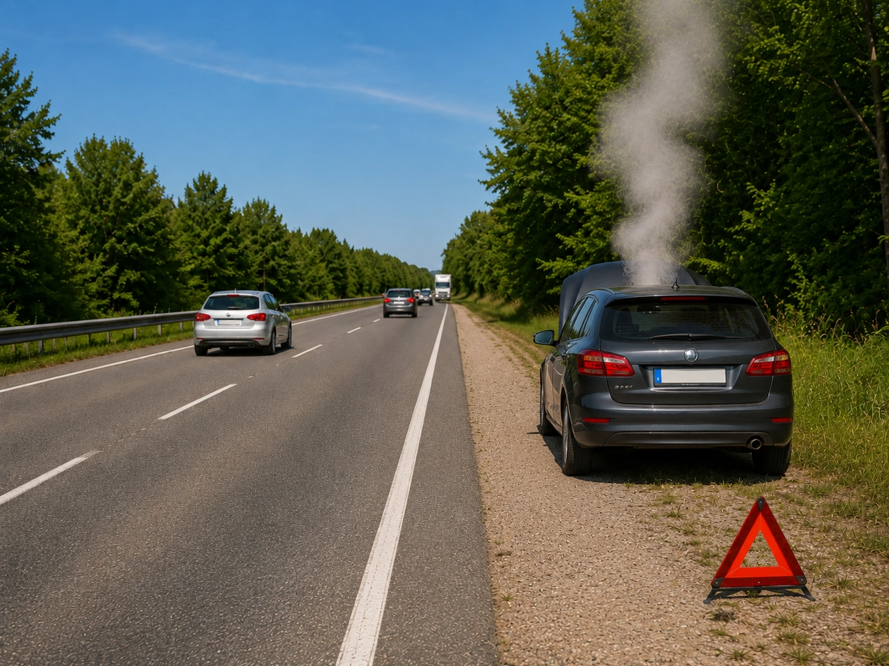 What should you do if steam begins coming from underneath the bonnet?