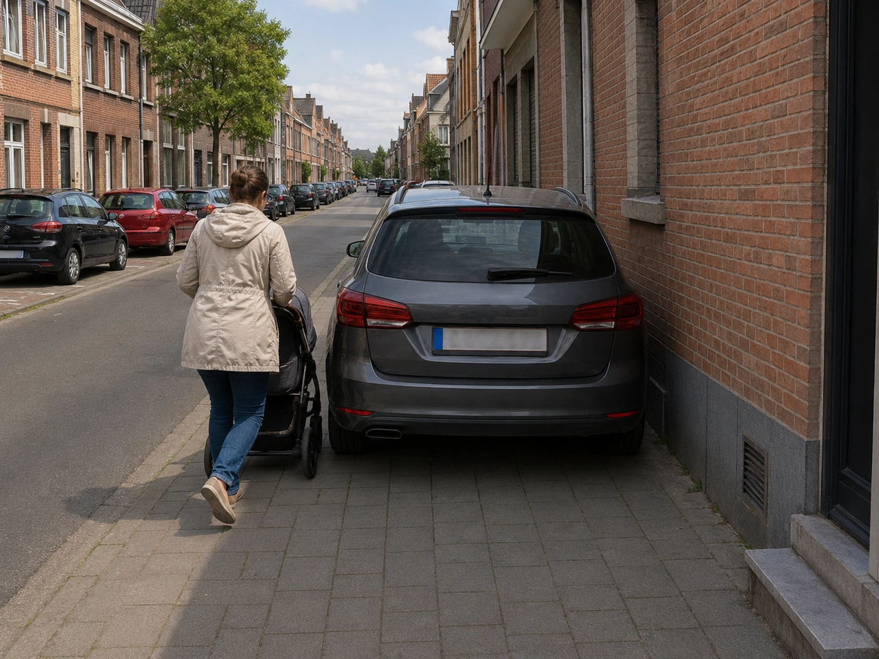 Pode normalmente parar ou estacionar um automóvel no passeio na Bélgica?