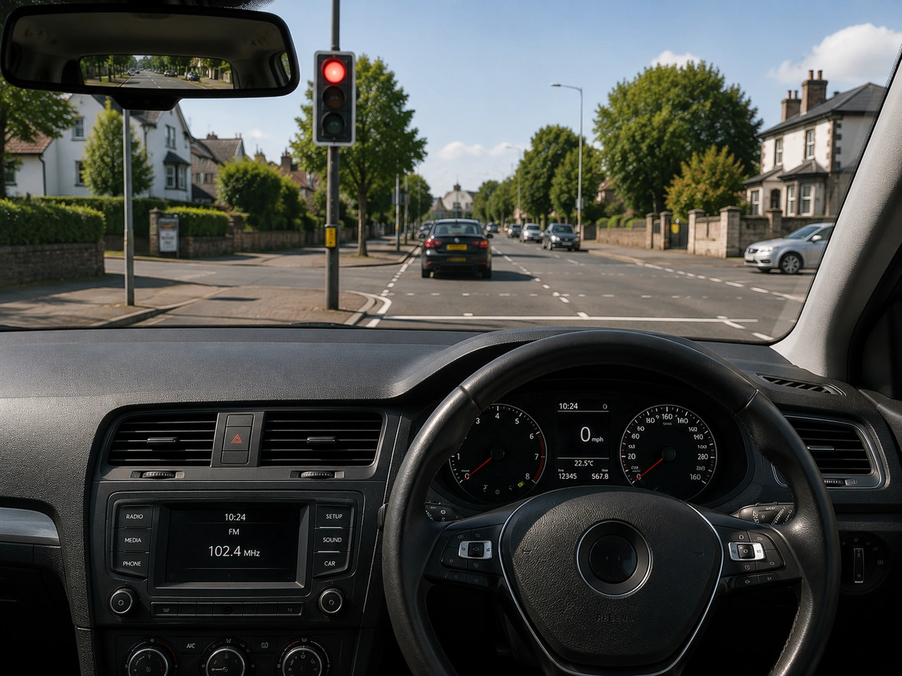 You must stop at a red traffic light.