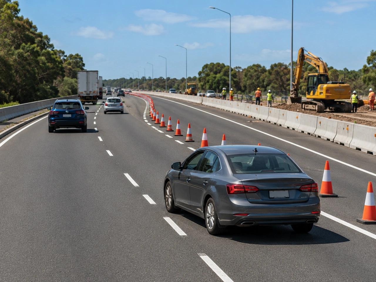 What should you do when approaching a temporary lane closure?