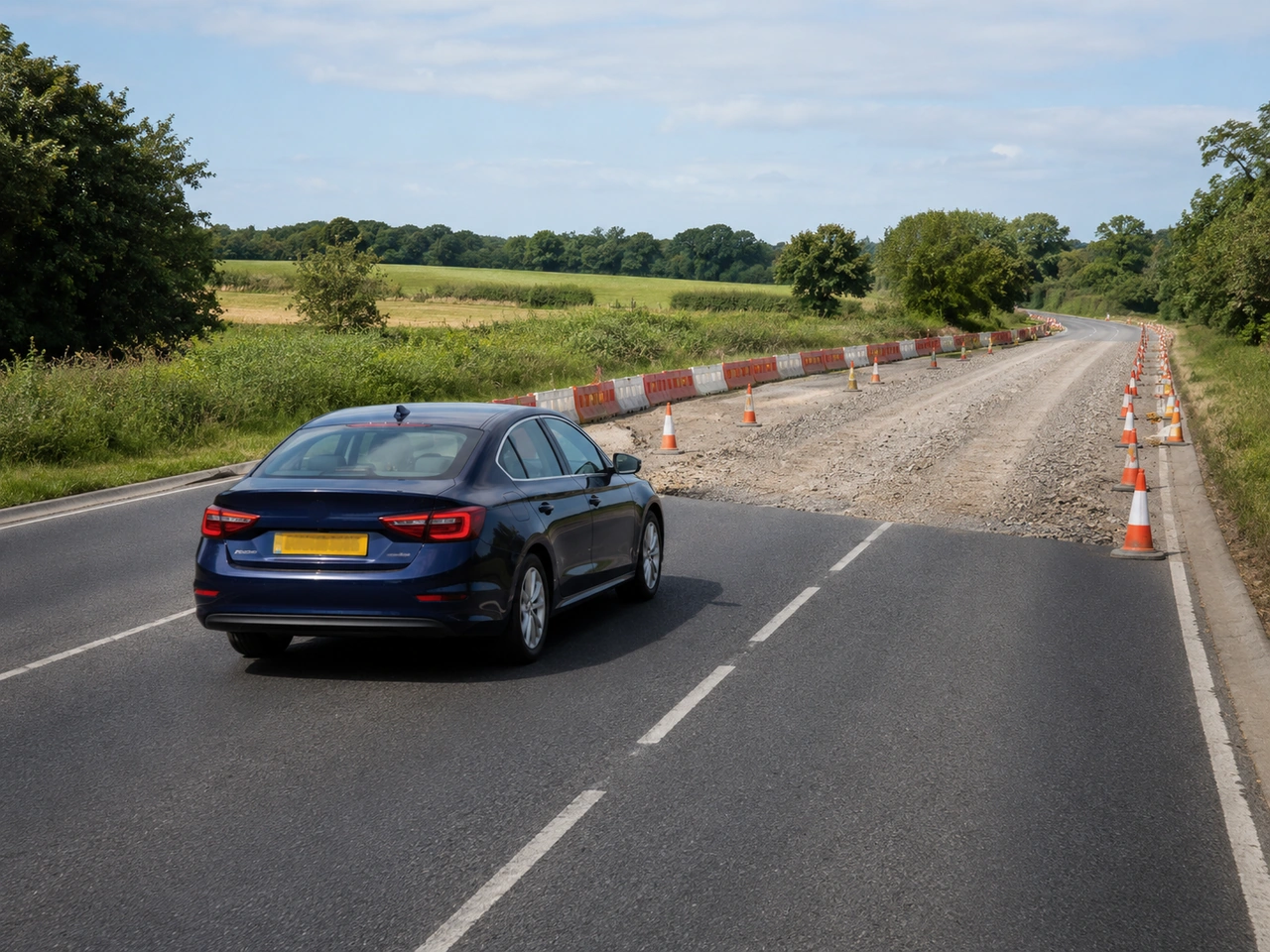 Why can temporary road surfaces increase stopping distance?