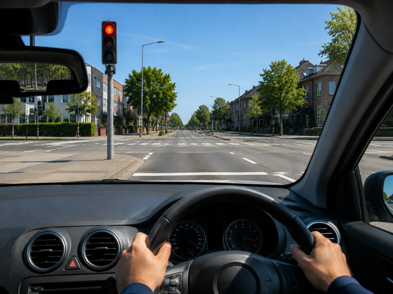 What should you do when a traffic light turns red?