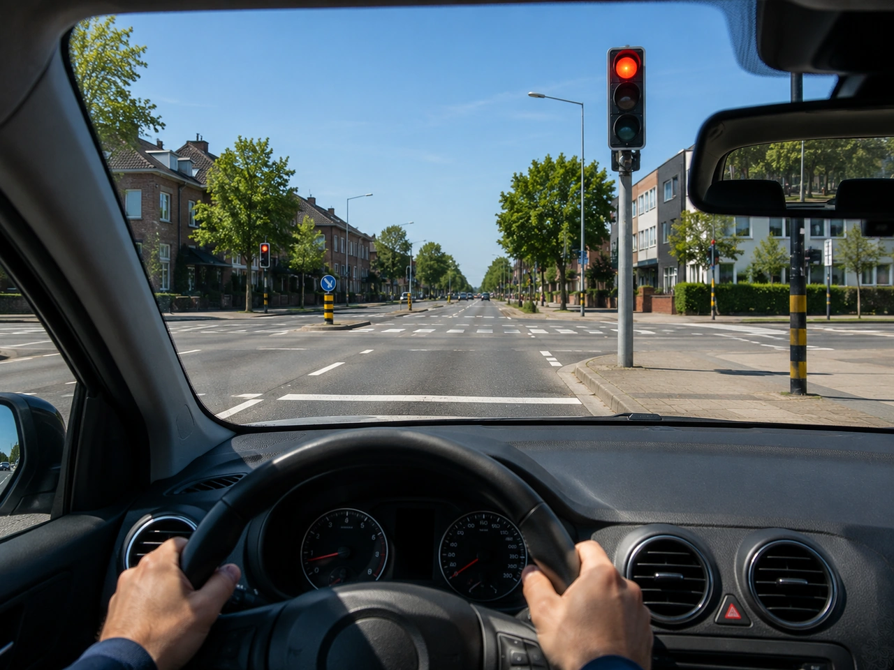 What should you do when a traffic light turns red?