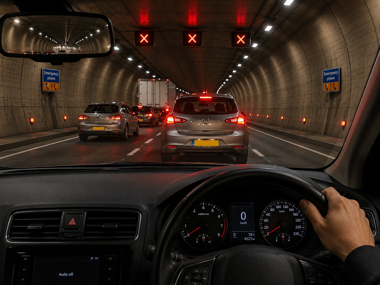 What should you do if traffic stops inside a tunnel?