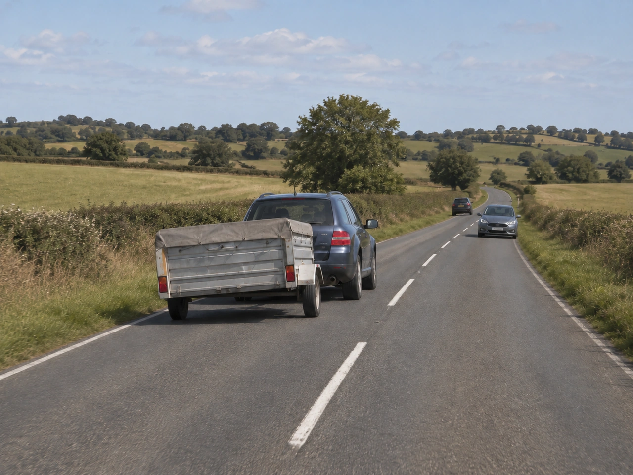 What should you do if a trailer begins to sway?