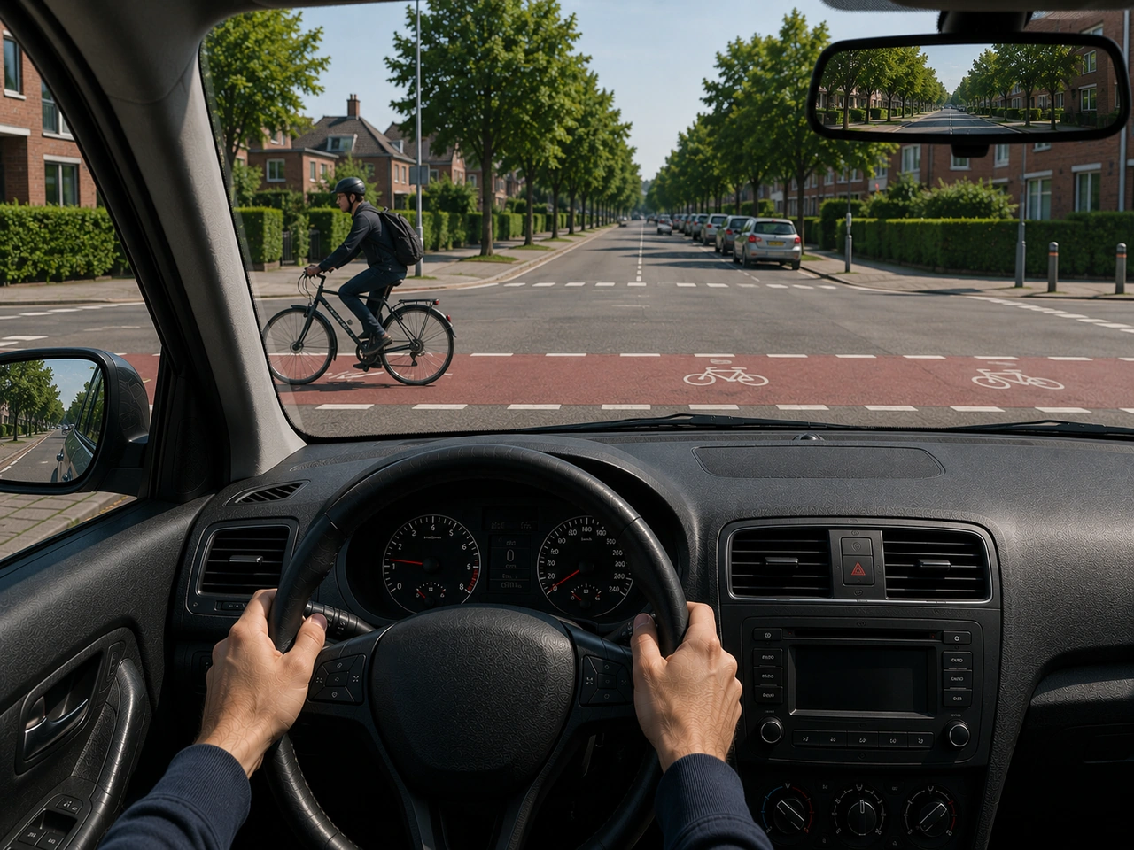 What should you do before turning across a cycle lane?