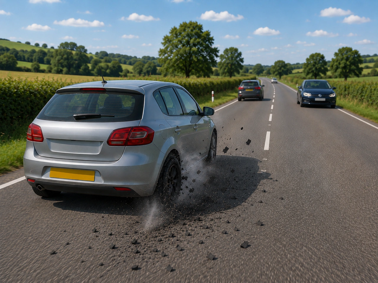 What should you do if one of your tyres suddenly bursts while driving?