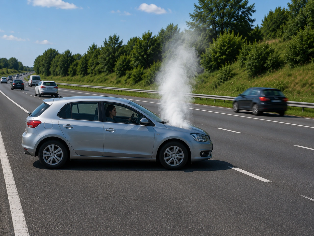 What should you do if your vehicle breaks down on a busy road?