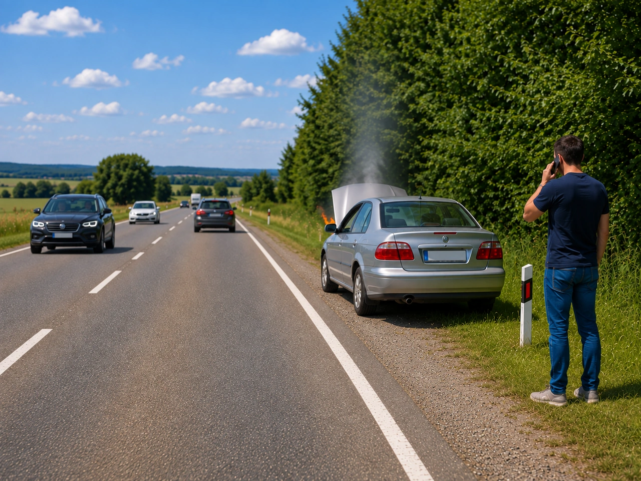 What should you do if your vehicle catches fire?
