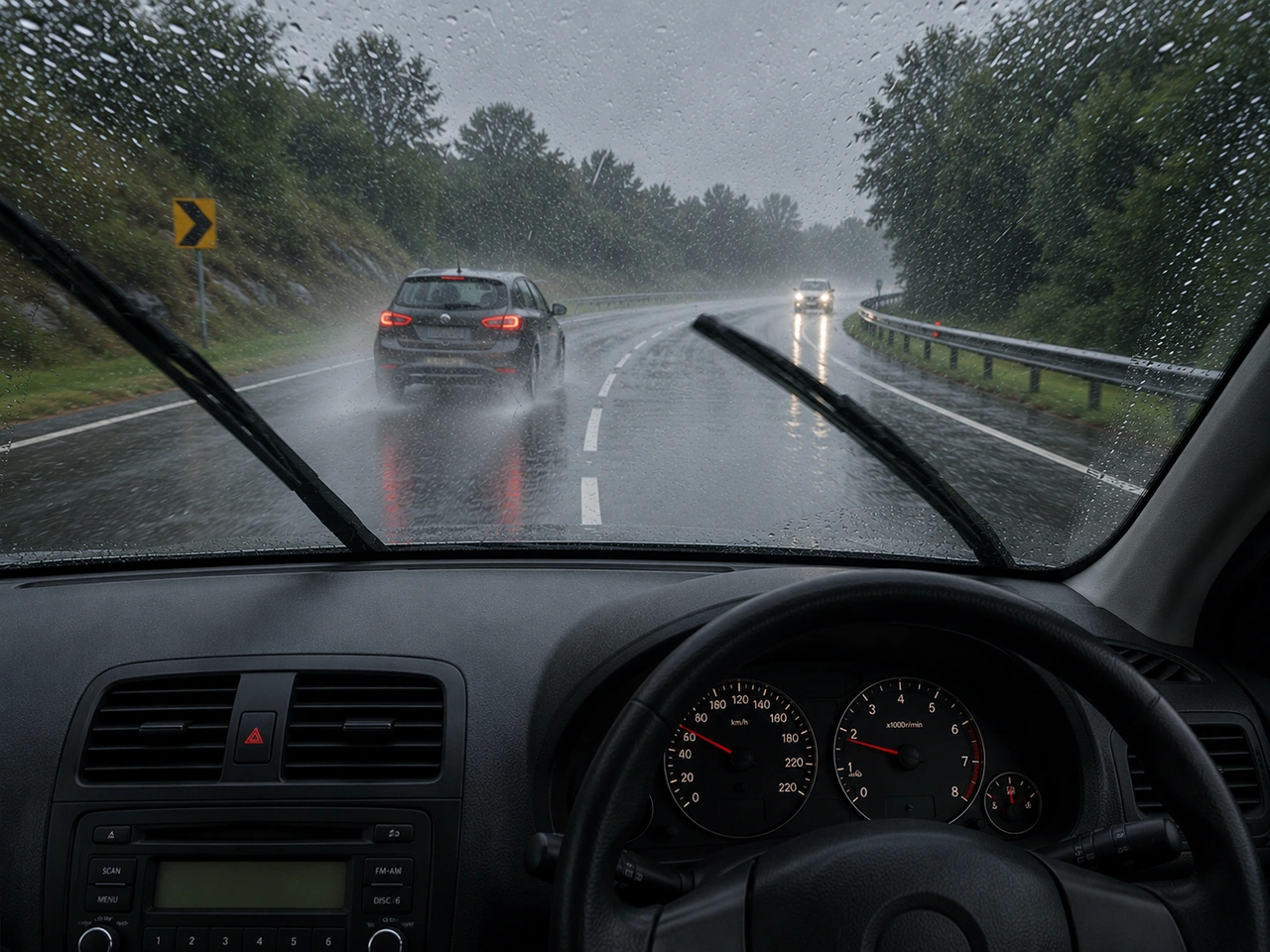 What should you avoid if your vehicle loses grip on a wet road?