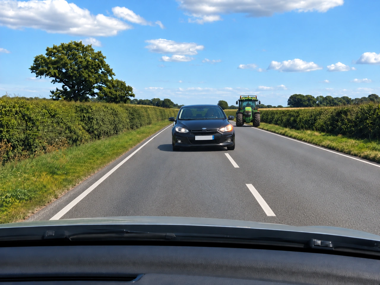 What should you do if an overtaking vehicle is coming toward you?