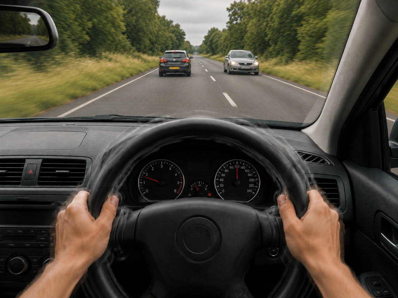 What should you do if an unusual vibration develops in the steering wheel?